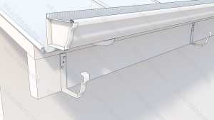 Gutter and hanger assembly.